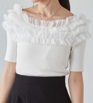 チュールフリルオフショルニット - ベルーナ【公式】