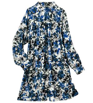 VINNO（ヴィノ）の「ハイネックギャザープリントチュニック（チュニック）」｜ブルー系花柄