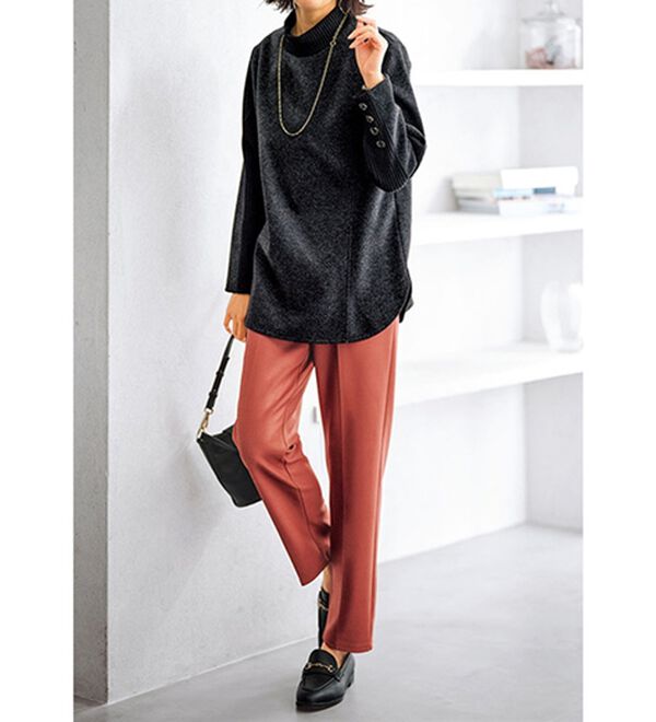 BELLUNA（ベルーナ）の「ウール調切替ボタン使いプルオーバー（カットソー）」｜詳細画像