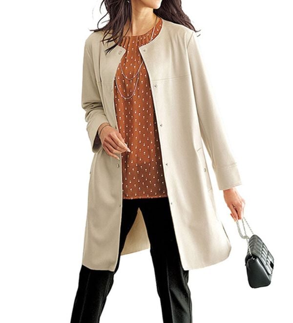 BELLUNA（ベルーナ）の「スエード調ノーカラーロング丈ジャケット（ノーカラージャケット）」｜詳細画像