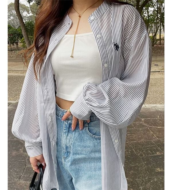 GeeRA（ジーラ）の「【Ｕ．Ｓ．　ＰＯＬＯ　ＡＳＳＮ．】バンドカラーシアーシャツ（シャツ）」｜詳細画像