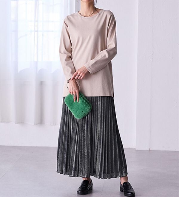 RANAN（ラナン）の「＜ＢＣ＞綿１００％&times;吸湿発熱！あったか裾スリットロングプルオーバー（カットソー）」｜詳細画像