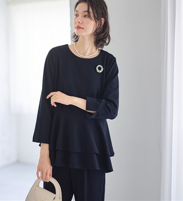 GeeRA（ジーラ）の「【2点セット】ペプラムティアードブラウスセットアップ（ブラウススーツ）」｜詳細画像