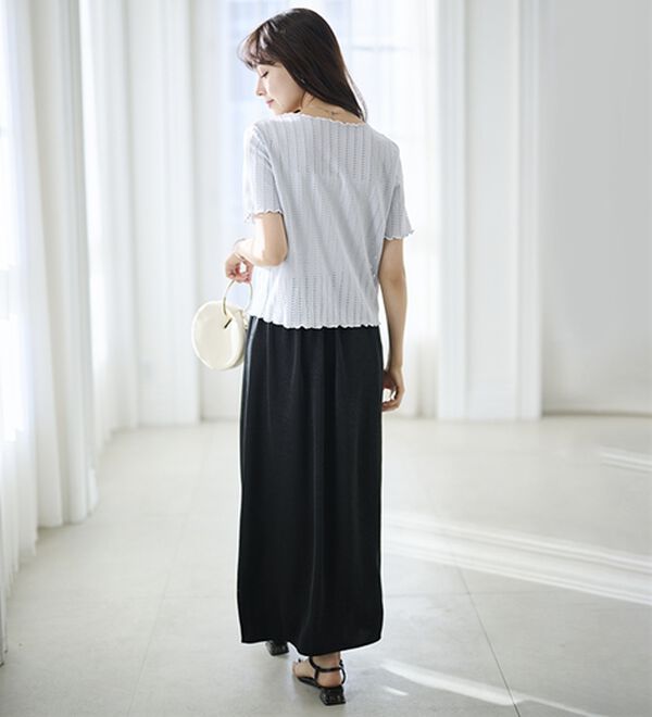 RANAN（ラナン）の「透かし柄メロー配色Ｔシャツ（カットソー）」｜詳細画像