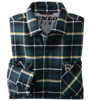 「（ダンロップ・リファインド）裏地に技あり！快適フランネルシャツジャケット（メンズジャケット）」｜グリーン系