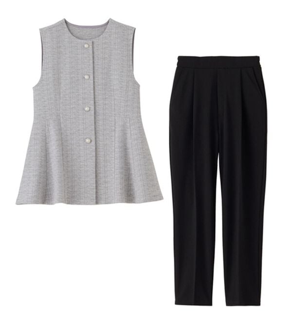 GeeRA（ジーラ）の「【２点セット】ニットツイードジレベストセットアップスーツ（パンツスーツ）」｜詳細画像