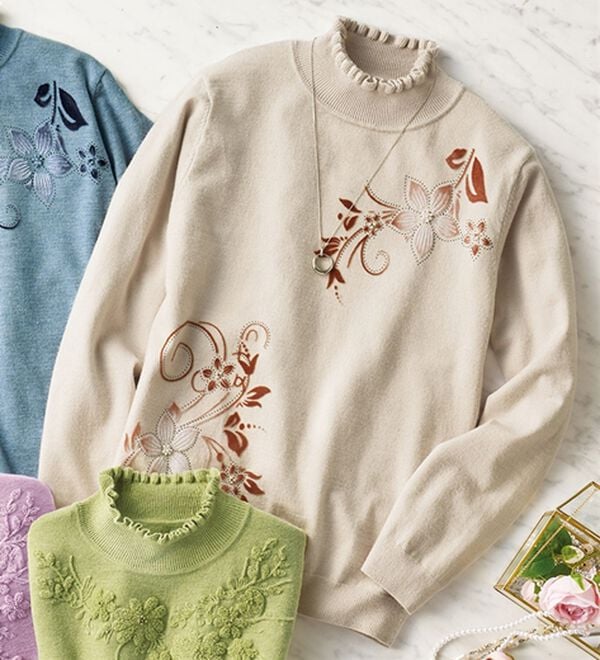 BELLUNA（ベルーナ）の「モチーフデザインセーター（ニット・セーター）」｜ベージュ