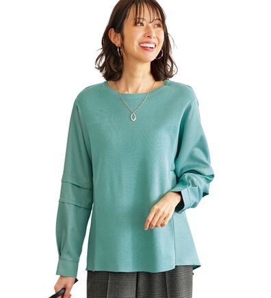 BELLUNA（ベルーナ）の「ニット切替袖タックプルオーバー（ニット・セーター）」