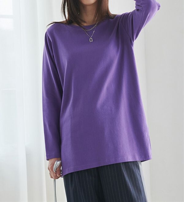 RANAN（ラナン）の「＜ＢＣ＞綿１００％&times;吸湿発熱！あったか裾スリットロングプルオーバー（カットソー）」｜詳細画像