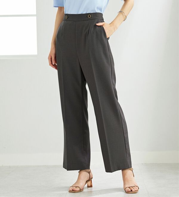 BELLUNA（ベルーナ）の「麻調ストレッチ素材美脚フレアーパンツ（フルレングスパンツ）」｜詳細画像