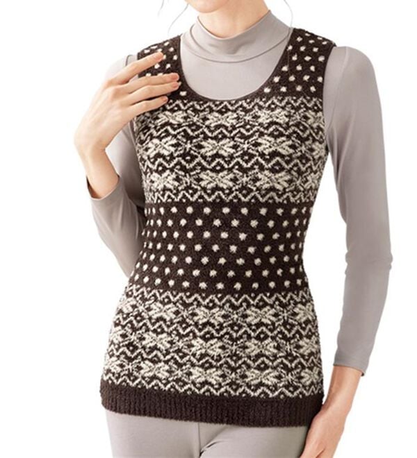 「もこもこ暖かニットベスト（肌着・インナーウェア）」｜ブラウン