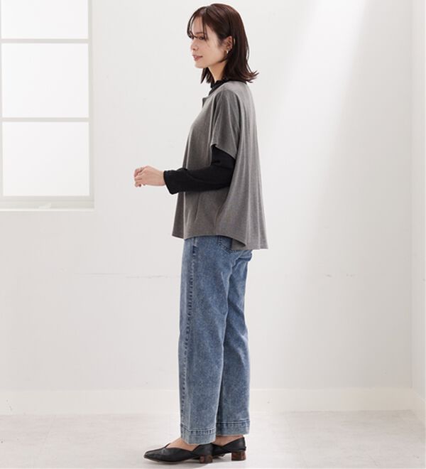 BELLUNA（ベルーナ）の「【2点セット】もちもち素材キーネックポンチョアンサンブル（アンサンブル）」｜詳細画像