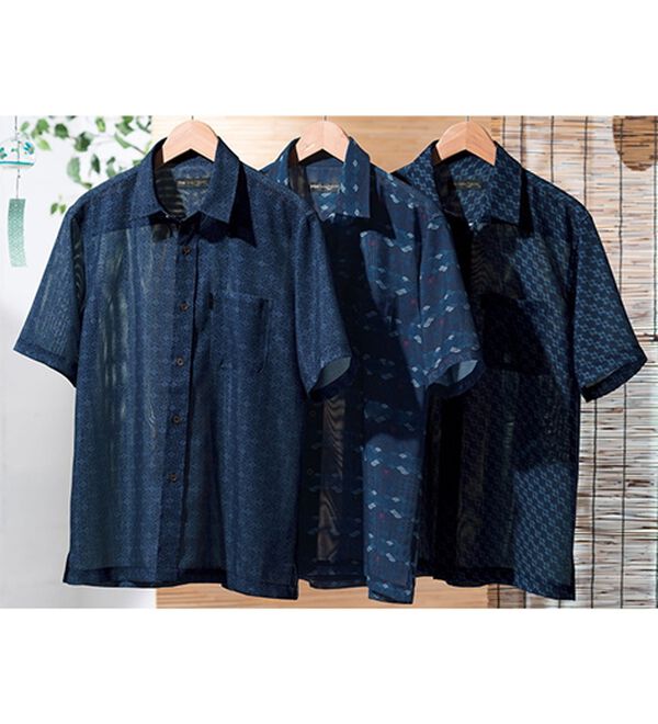 「＜パトリチオ　フランチェスカ＞和柄メッシュ涼感プリントシャツアウター（メンズシャツ）」｜詳細画像