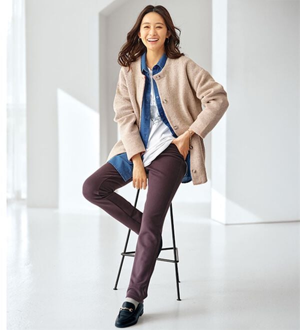 BELLUNA（ベルーナ）の「【Ｐｒｉｍａ　Ｆｉｔ　Ｐａｎｔｓ】裏ベロアストレッチ素材レギンスパンツ（フルレングスパンツ）」｜詳細画像