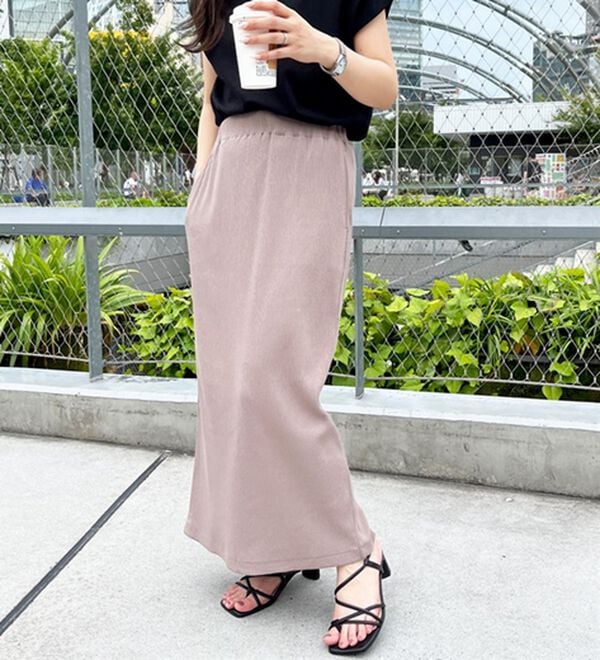 GeeRA（ジーラ）の「【着回し力◎】楽ちんすっきり見え！リブロングスカート（ロングスカート）」｜詳細画像