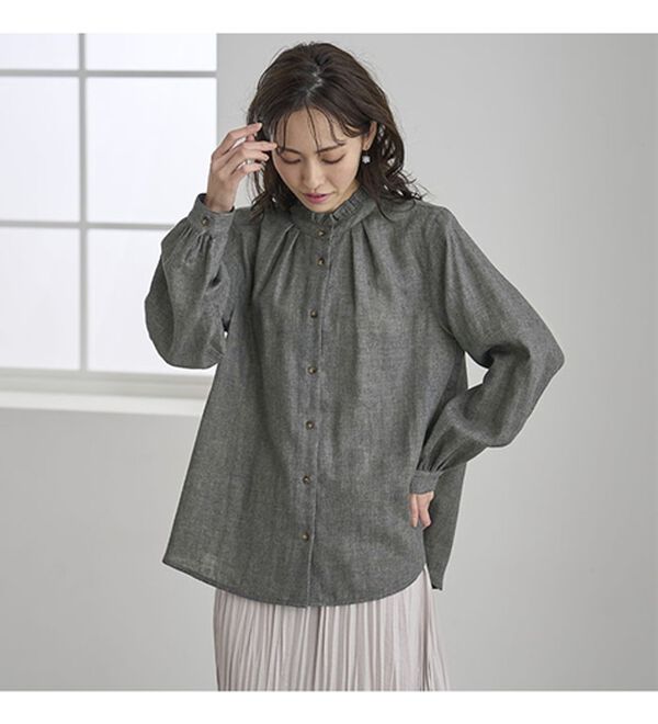 BELLUNA（ベルーナ）の「オーガニックコットンダブルガーゼブラウス（ブラウス）」｜詳細画像