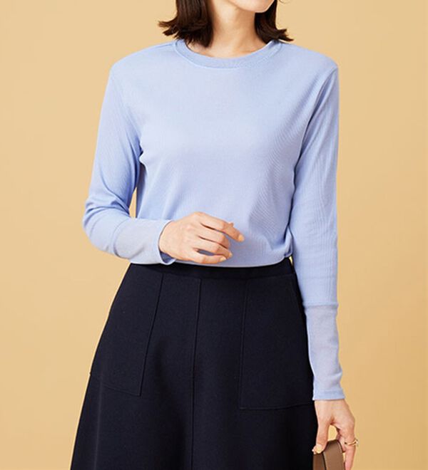 BELLUNA（ベルーナ）の「衿＆袖ラメチュール切替プルオーバー（カットソー）」｜詳細画像