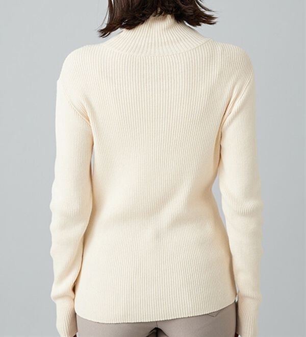 BELLUNA（ベルーナ）の「＜＆ｃｏｃｏｃｈｉ＞ハピネスコットン１００％×吸湿発熱リブタートルニット（ニット・セーター）」｜詳細画像