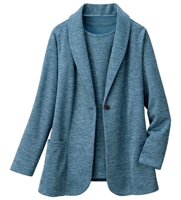 ルフラン（ルフラン）の「軽やかな着心地！メランジ調アンサンブル（アンサンブル）」｜杢ブルー