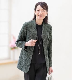 ルフラン（ルフラン）の「ツイードロングジャケット（その他ジャケット）」｜黒系