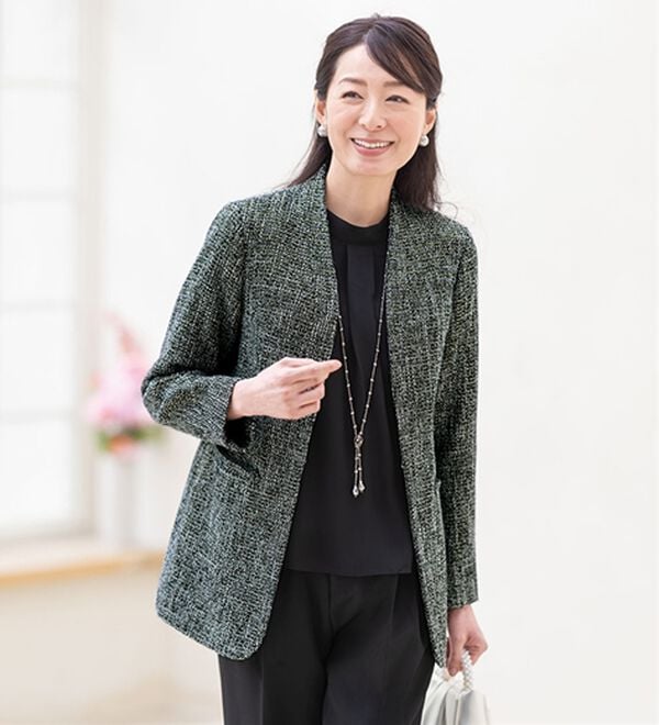 ルフラン（ルフラン）の「ツイードロングジャケット（その他ジャケット）」｜黒系