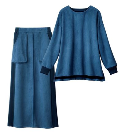 ルフラン（ルフラン）の「リブ切替スエード調スーツ＜イレッサ＞（セットアップ）」