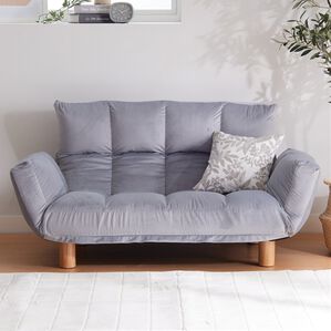 iellio（イエリオ）の「コンパクト脚付ふかふかカウチソファ　ＬＩＲＡＫＵ＜コンパクトソファ・ローソファ・１人掛け・２人掛け・一人暮らし・新生活＞（ソファ）」｜ベロアグレー
