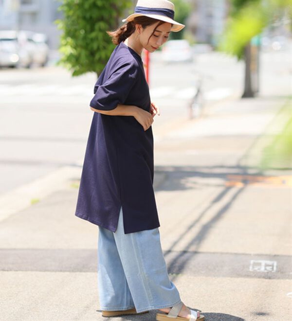 A HAPPY MARILYN（アハッピーマリリン）の「【Ｍ～８Ｌ】【接触冷感・吸水速乾】体型カバー五分袖チュニック（チュニック）」｜詳細画像