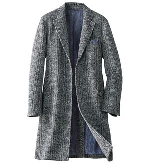 「上品さに差をつけるツイード調チェスターコート（メンズコート）」｜グレーチェック