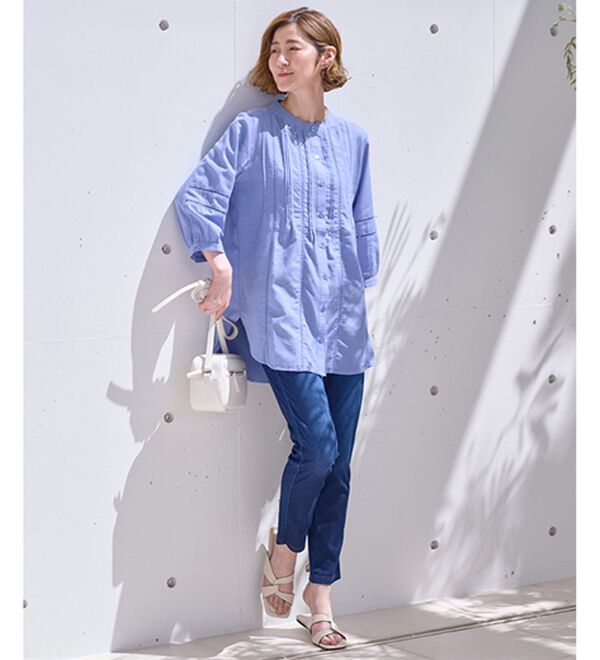 BELLUNA（ベルーナ）の「機能付リネン混ピンタック使いシャツチュニック（チュニック）」｜詳細画像