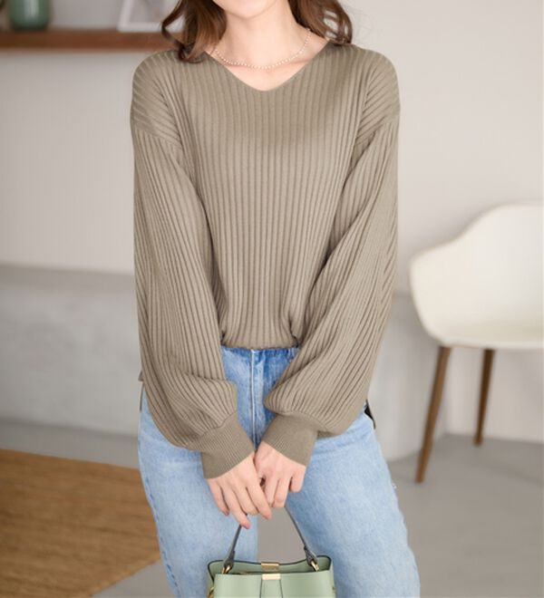 alotta（アロッタ）の「【洗える】カシミヤタッチボリューム袖ニット（ニット・セーター）」｜詳細画像