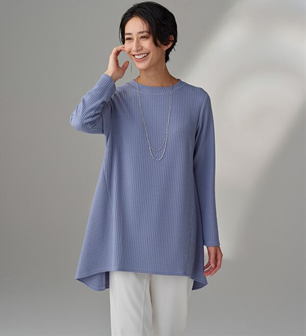 BELLUNA（ベルーナ）の「ふくれ素材フレアーデザインストレッチチュニック（チュニック）」｜詳細画像