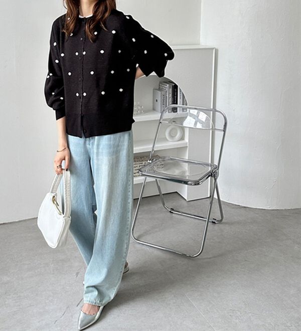 GeeRA（ジーラ）の「ドット柄カーディガン（ニットカーディガン）」｜詳細画像