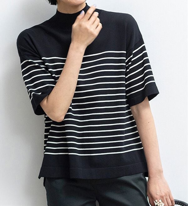 BELLUNA（ベルーナ）の「【選べるデザイン】Ｔシャツが苦手な方に！ひんやり綿混ニットＴ（ニット・セーター）」｜詳細画像