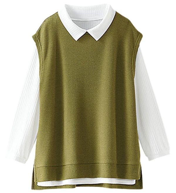 BELLUNA（ベルーナ）の「【新色追加】&ldquo;2点セット&rdquo;あぜ素材ベストアンサンブル（アンサンブル）」｜詳細画像