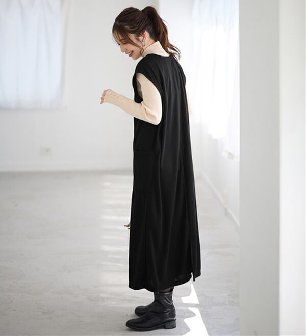 Viola e Viola（ヴィオラ エ ヴィオラ）の「なめらかポンチ　Iラインジャンスカ（ジャンパースカート）」｜詳細画像