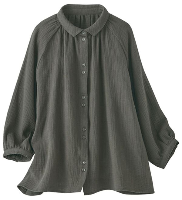 BELLUNA（ベルーナ）の「《ＨｕｇＲｅａｍコットン》ダブルガーゼギャザーブラウス（ブラウス）」｜詳細画像