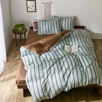 iellio（イエリオ）の「大人かわいいリバーシブルカバーリング＜ストライプ・北欧・掛布団カバー・枕カバー・ボックスシーツ・洗える・Ｃａｎｖａｓ＞（ボックスシーツ・ベッドシーツ）」