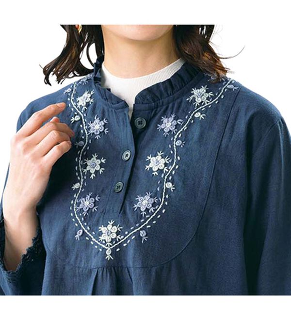 ルフラン（ルフラン）の「綿１００％手刺しゅうブラウス（ブラウス）」｜詳細画像