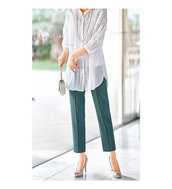 BELLUNA（ベルーナ）の「刺しゅうレース切替シャツチュニック（チュニック）」｜詳細画像