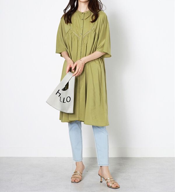 BELLUNA（ベルーナ）の「レース使いフレアーシルエットワンピース（チュニックワンピース）」｜詳細画像