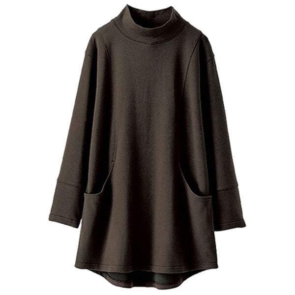 BELLUNA（ベルーナ）の「吸湿発熱ポンチ素材ポケット付チュニック（チュニック）」｜チャコール