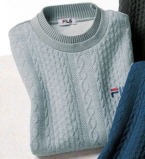 「＜フィラ＞ニット使いフクレジャカードトレーナー（メンズトレーナー）」｜杢グレー