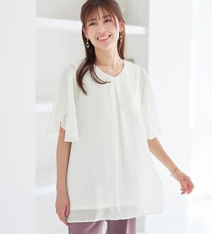 alotta（アロッタ）の「【接触冷感】インナー付チューリップ袖チュニック（チュニック）」｜オフホワイト