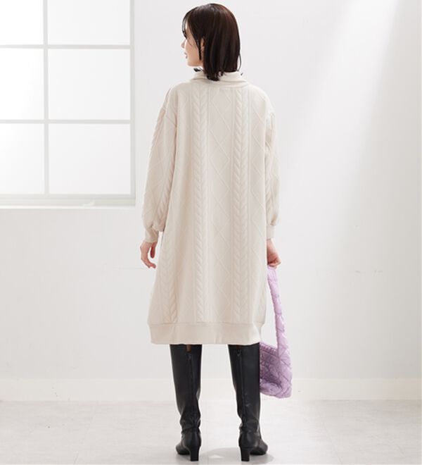 BELLUNA（ベルーナ）の「ケーブル柄ジャカードジップ使いワンピース（その他ワンピース）」｜詳細画像