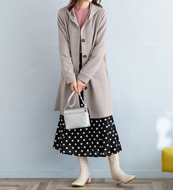 BELLUNA（ベルーナ）の「ボーダージャカード素材フードカーディガン（その他ジャケット）」｜詳細画像