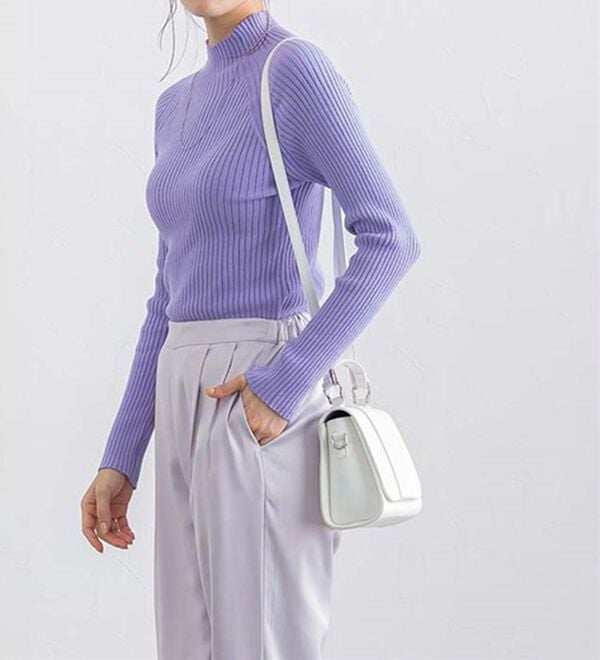 Pierrot（ピエロ）の「着回しストレッチリブハイネックニット（ニット・セーター）」｜詳細画像