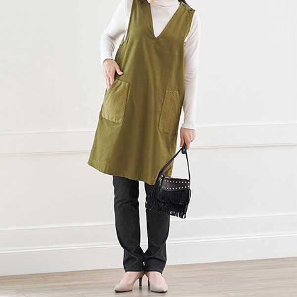 BELLUNA（ベルーナ）の「綿１００％コーデュロイ素材切替ジャンパードレス（チュニック）」｜詳細画像