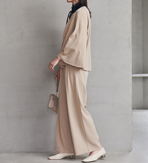 RANAN（ラナン）の「【２点セット】防しわ！洗える！ケープライクジャケットセットアップ（パンツスーツ）」｜詳細画像