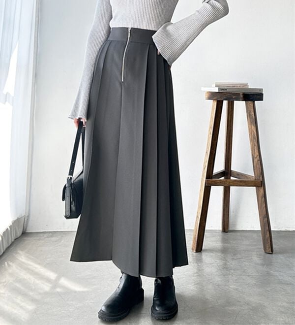 GeeRA（ジーラ）の「フロントファスナープリーツスカート（ロングスカート）」｜詳細画像